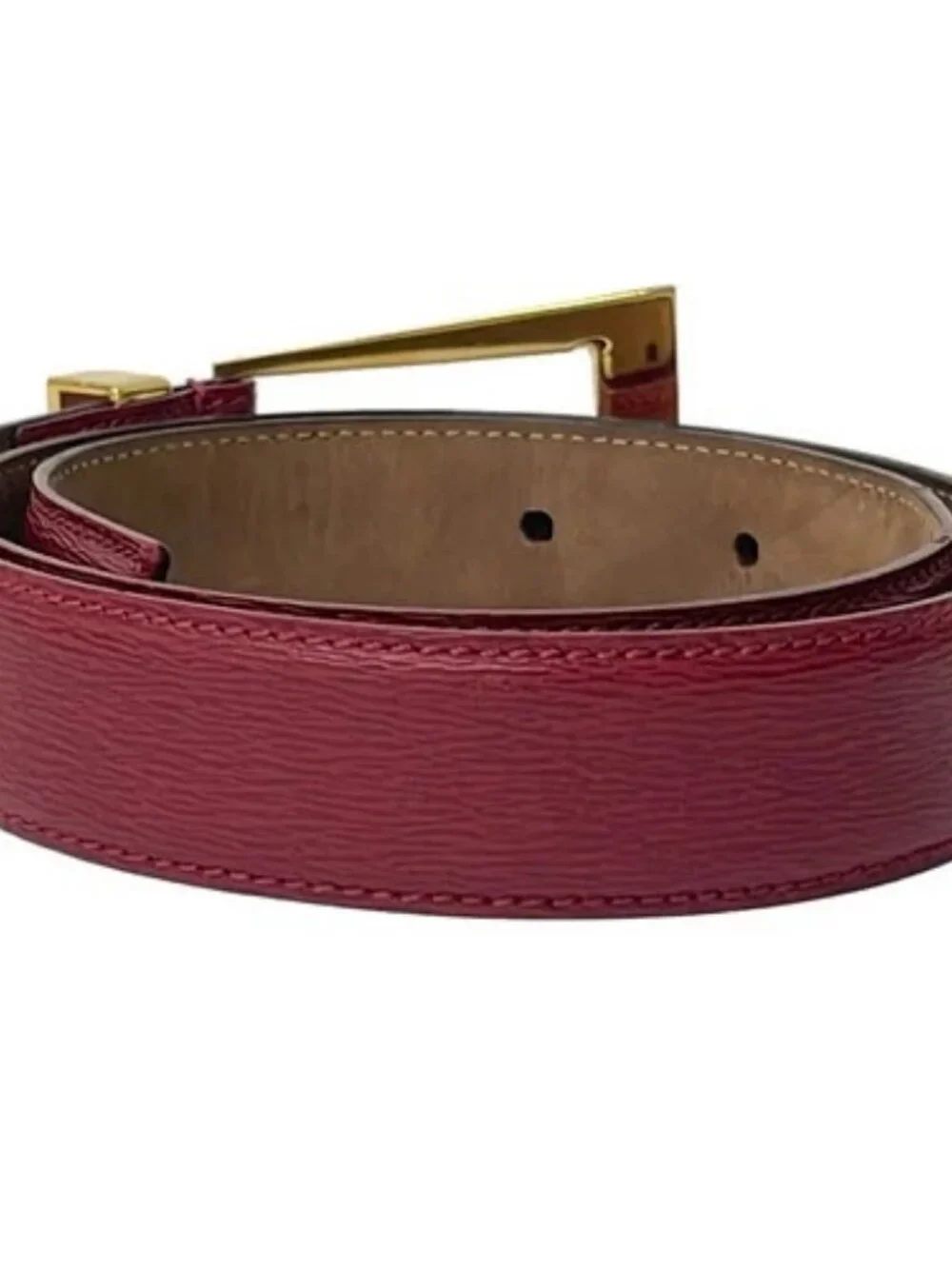 DIOR/ChristianDior Red Gold Leather Hardware Belt